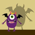 Cyclops violet happy monster Royalty Free Stock Photo
