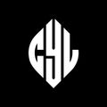 CYL circle letter logo design with circle and ellipse shape. CYL ellipse letters with typographic style. The three initials form a Royalty Free Stock Photo