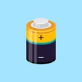 Cylinder battery vector illustration. Electric battery flat icon.