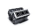 cylinder block from car with v6 engine 3d render on a white back