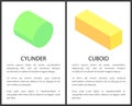 Cylinder and Cuboid Banner Set Vector Illustration Royalty Free Stock Photo