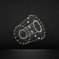 Cylinder. Detail of the Mechanism. 3D Connection Structure. Lattice Geometric Element for Design. Wireframe Mesh Polygonal Element