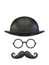 Cylinder hat, eyeglasses and moustaches 3D