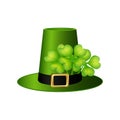 Cylinder hat leprechaun with clover leaf for St. Patrick