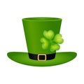 Cylinder hat leprechaun with clover leaf for St. Patrick