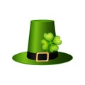 Cylinder hat leprechaun with clover leaf for St. Patrick