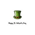 Cylinder hat leprechaun for St. Patrick. Irish holiday greeting card. Vector.