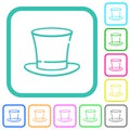 Cylinder hat outline vivid colored flat icons