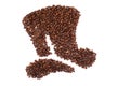 Cylinder hat shape made of coffee beans over white background. Royalty Free Stock Photo