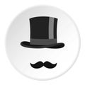 Cylinder and moustaches icon circle