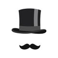 Cylinder and moustaches icon, flat style Royalty Free Stock Photo