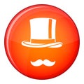 Cylinder and moustaches icon, flat style Royalty Free Stock Photo