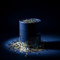 Cylinder with Sequins Spilling Out Royalty Free Stock Photo