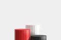 Cylinder three steps of red, white, black, blank product stand on white background. Vector Royalty Free Stock Photo