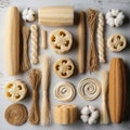 Cylindrica such as cylindrical and sliced pieces displaying their fibrous Royalty Free Stock Photo