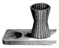 Cylindrical Basket is slightly contracted in the middle, vintage engraving