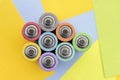 Cylindrical batteries of various colors