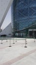 Cylindrical Blue Glass facade, Entrance