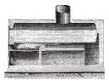 Cylindrical boiler, vintage engraving