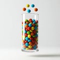A cylindrical clear container filled with colorful candy Royalty Free Stock Photo