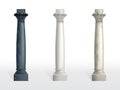 Color marble stone columns realistic vector set Royalty Free Stock Photo