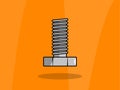 Screw of gray running rope on an orange background