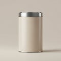 A cylindrical container with a simple, minimalist design. It has a matte beige body Royalty Free Stock Photo
