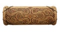 A cylindrical drum with intricate tribal-style engravings covers its surface, showcasing Royalty Free Stock Photo