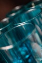 Cylindrical glass glasses in blue color. close-up. Royalty Free Stock Photo