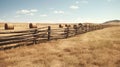 Cylindrical hay bales, neatly strewn across a vast field, stand as humble monuments to rural labor Royalty Free Stock Photo