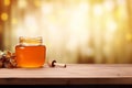 Cylindrical Honey jar pot. Generate Ai Royalty Free Stock Photo