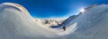 360 Cylindrical panorama of mountain hiker to climb a mountain o Royalty Free Stock Photo