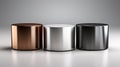 Cylindrical Podiums with Brushed Metal Texture - AI Generated