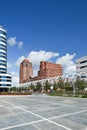 Cylindrical shaped apartment building city center, The Hague, Netherlands