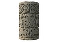 A cylindrical stone column featuring intricate Celtic-style knotwork Royalty Free Stock Photo