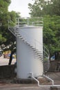 Cylindrical storage tanks in the factory