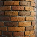 A cylindrical structure made of reddish-brown bricks. The bricks are arranged in Royalty Free Stock Photo