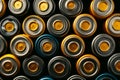 Cylindrical Top view of alkaline batteries storage. Generate ai