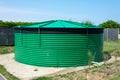 Cylindrical water storage tank. Royalty Free Stock Photo