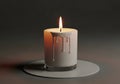 A cylindrical white candle with a smooth surface and melted wax Royalty Free Stock Photo