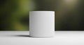 White Cylindrical Object on Table with Blurred Green Background Royalty Free Stock Photo