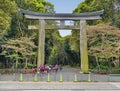 Torii gate of Gokoku Shrine, Fukuoka city, Japan. Royalty Free Stock Photo