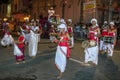 Cymbal Players and various drummers perform in front of large crowds in Kandy during the Esala Perahera in Sri Lanka.