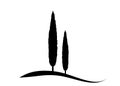 Cypress icon. Simple illustration of cypress vector icon for web. Italian silhouette cypress trees the typical tuscan landscape. V Royalty Free Stock Photo