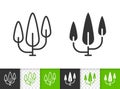 Cypress tree simple black line vector icon