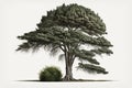 Cypress Tree On A White Background. Generative AI