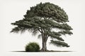 Cypress Tree On A White Background. Generative AI Royalty Free Stock Photo