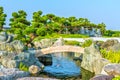 Cypresses emerge to the stone bridge Royalty Free Stock Photo