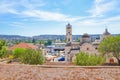 Cypriot city Dipkarpaz with dominant Orthodox Ayios Synesios Church