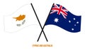 Cyprus and Australia Flags Crossed And Waving Flat Style. Official Proportion. Correct Colors